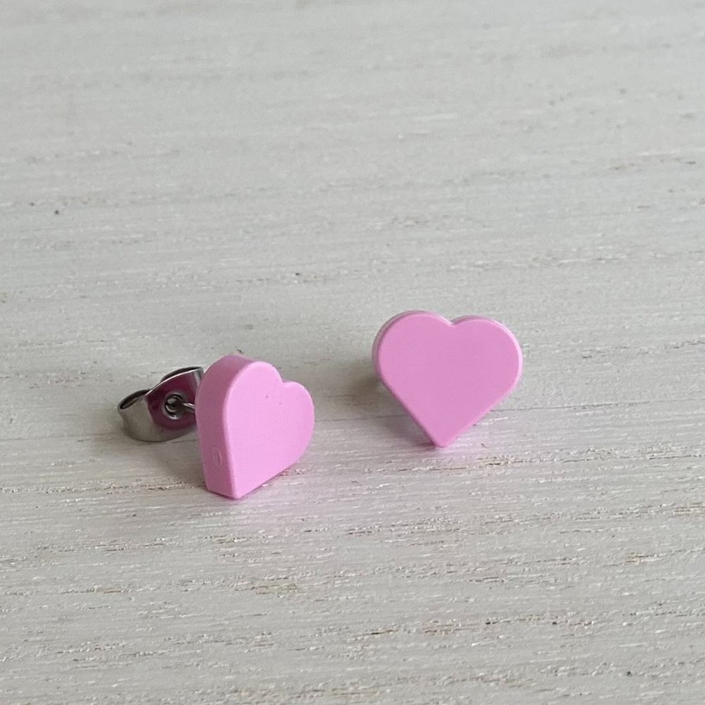 New Set of 3 auto Lego Light Pink,  Pink ,and Coral Earrings